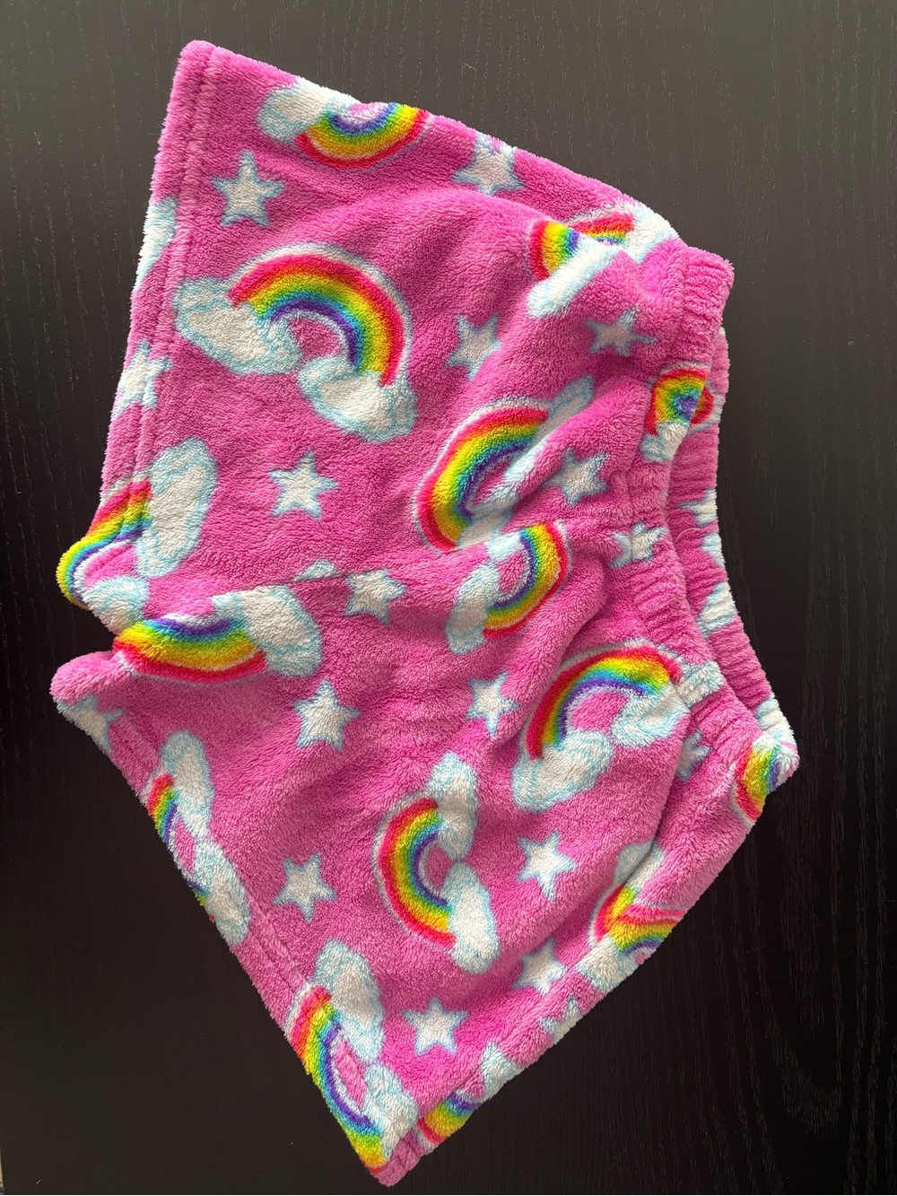 Kids Pink Rainbow Plush Lounge Shorts